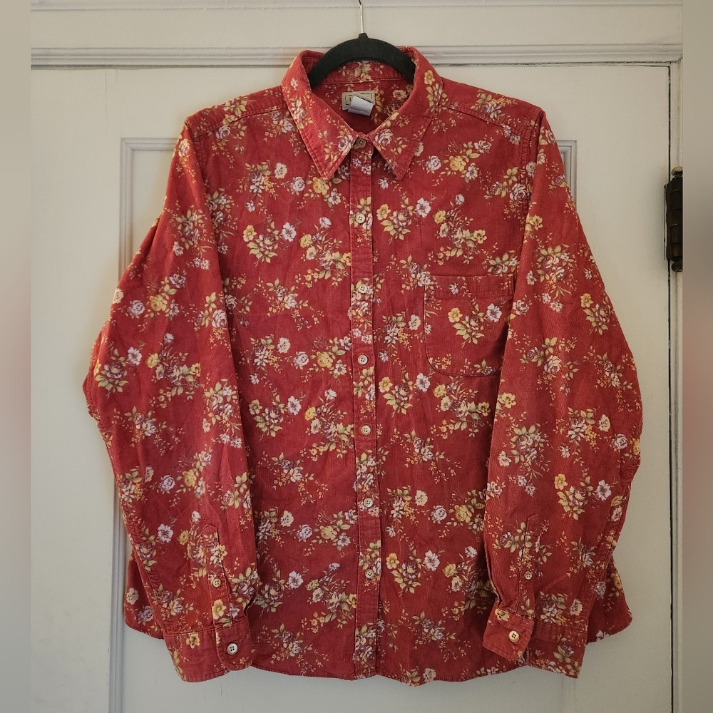 Vintage L.L. Bean Corduroy Floral Button-down